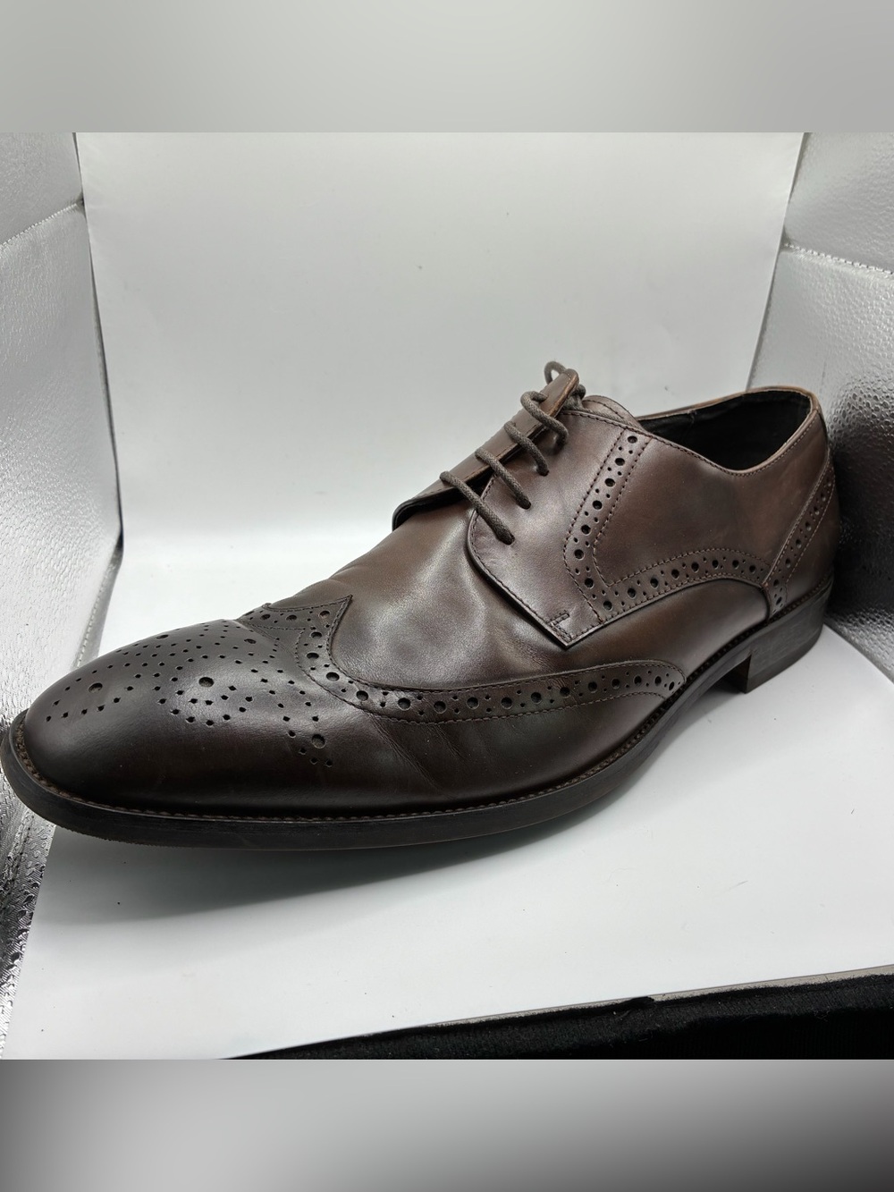 John White England Dawson Brown Leather Wingtip Oxford Dress Shoes 46 Men’s 12